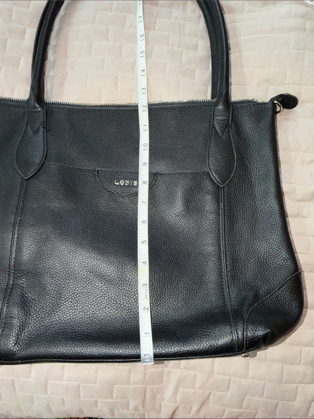 Lodis Sierra Black Pebbled Leather Tote Travel Bag